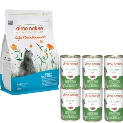 Almo Nature -sekoitus: kuivaruoka 2 kg + märkäruoka 6 x 70/140 g