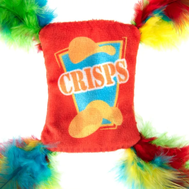 Crinkle Crisps -kissanlelu höyhenillä