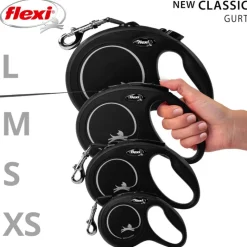 flexi Classic kelatalutin musta, 5 m