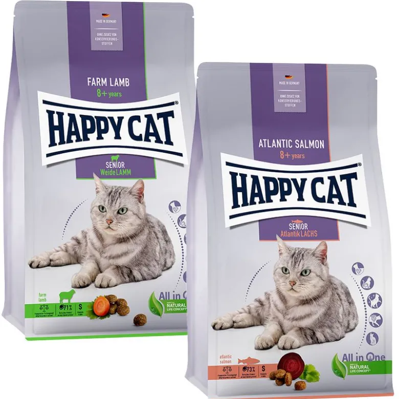 Happy Cat Senior -yhteispakkaus 2 x 4 kg