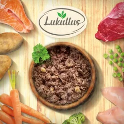 Lukullus Naturkost Adult nauta & helmikana (viljaton) 6 x 800 g