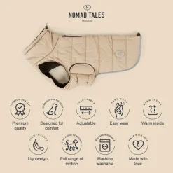 Nomad Tales Bloom Quilted Comfort -koiran takki, khaki