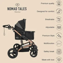 Nomad Tales Calma Pet Stroller, ruusukulta