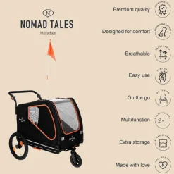 Nomad Tales Spirit Bike Trailer, ebony / tangerine