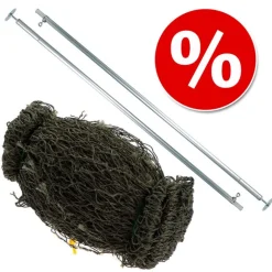 Puremista kestävä parvekeverkko + tankosetti verkon kiinnittämistä varten