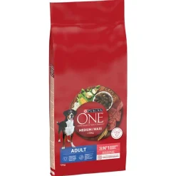 Purina One Medium/Maxi Adult - nauta ja riisi