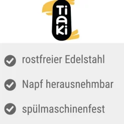 Ripustettava TIAKI-ruokakuppi ruostumatonta terästä