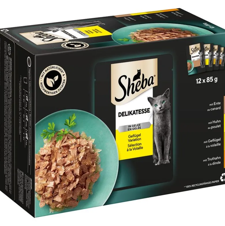 Sheba-tuorepussilajitelma megapakkauksessa 24 x 85 g
