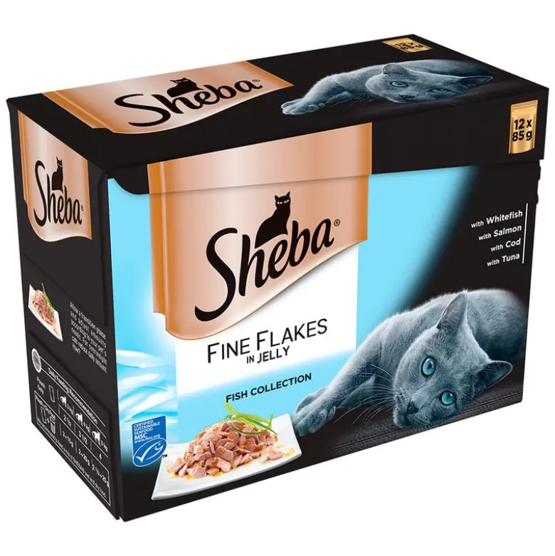 Sheba-tuorepussilajitelma megapakkauksessa 24 x 85 g