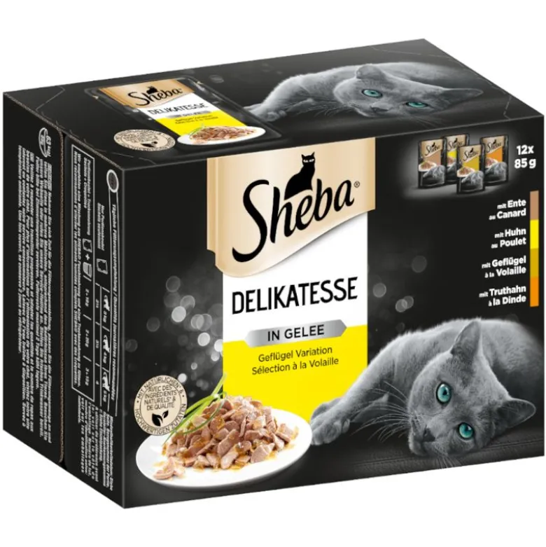 Sheba-tuorepussilajitelma megapakkauksessa 24 x 85 g