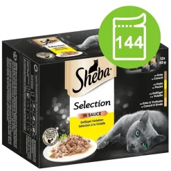 Sheba-tuorepussilajitelma säästöpakkauksessa 144 x 85 g