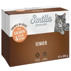 Smilla Senior Pouches paloja kastikkeessa vihannesten kera