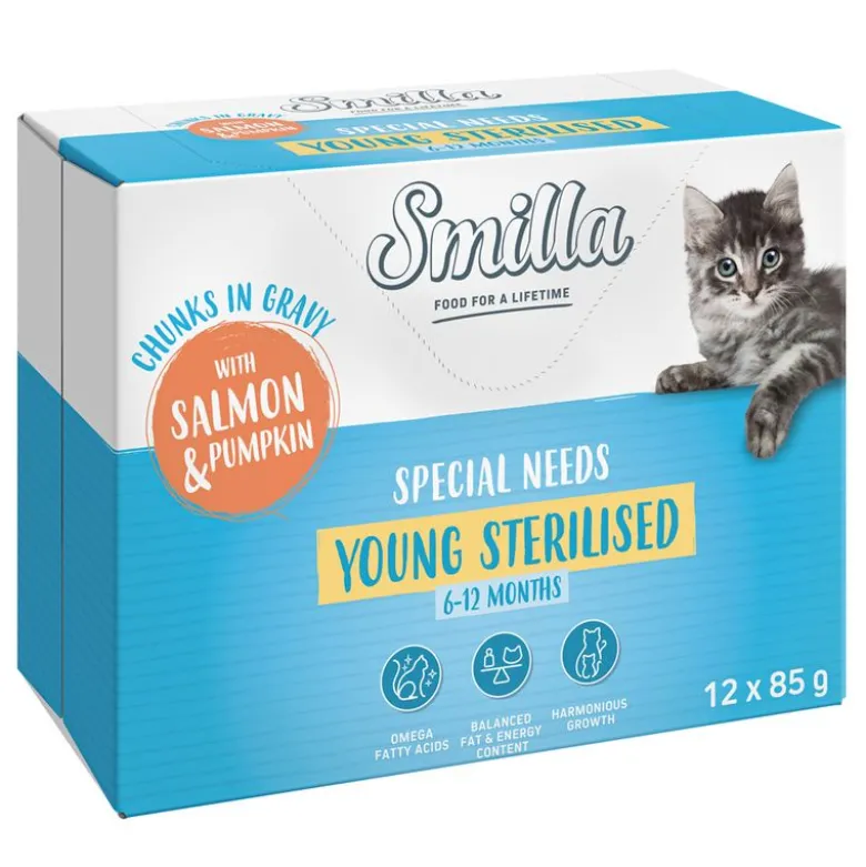 Smilla Young Sterilised Pouches paloja kastikkeessa vihannesten kera