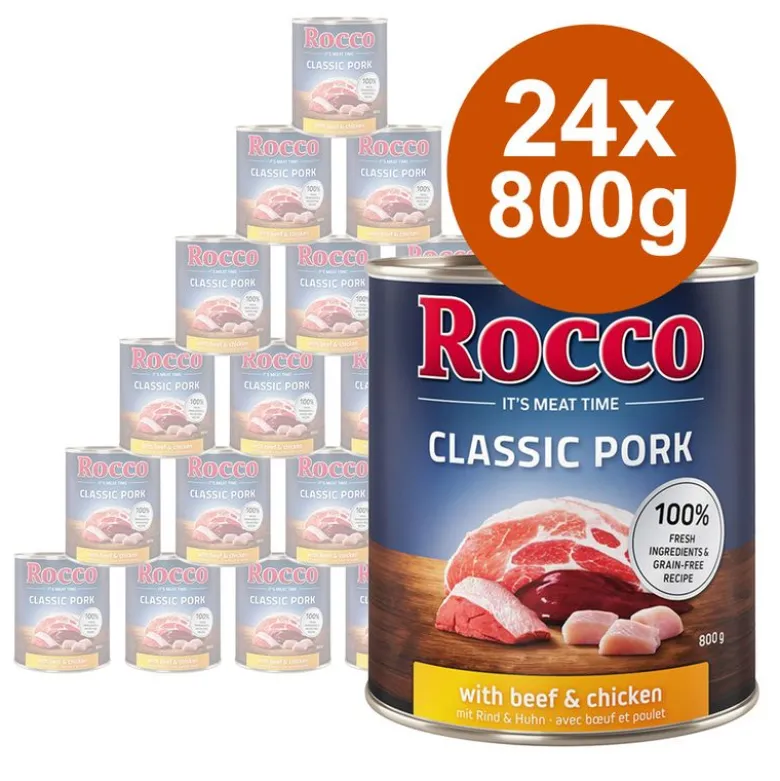 Säästöpakkaus Rocco Classic Pork 24 x 800g