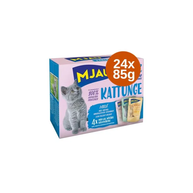 Säästöpakkaus: 24 x 85 g Mjau Kitten Pouch