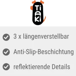 TIAKI Reflective Rubber koiran talutushihna, musta