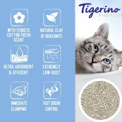 Tigerino Premium Febreze Fresh puuvilla -kissanhiekka