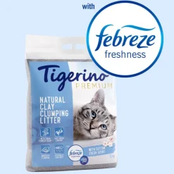 Tigerino Premium Febreze Fresh puuvilla -kissanhiekka