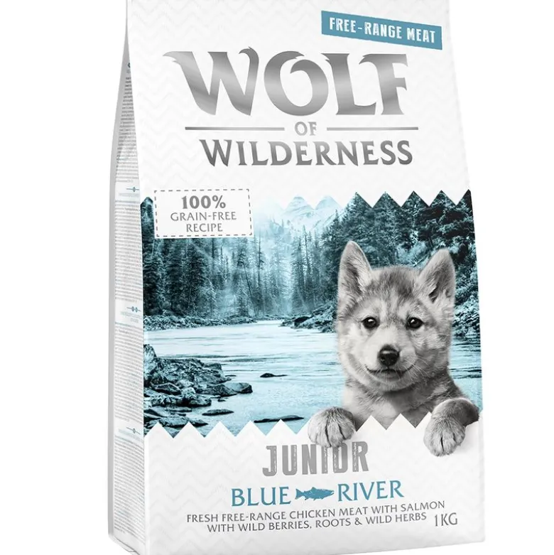 Wolf of Wilderness Junior "Blue River" – vapaana kasvanut kana & lohi